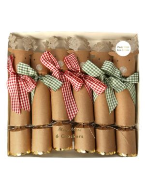 Crackers  Reindeer With Gingham Bows, 6τμχ