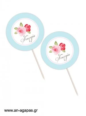 Cupcake  Toppers    Blossom  in  Blue 