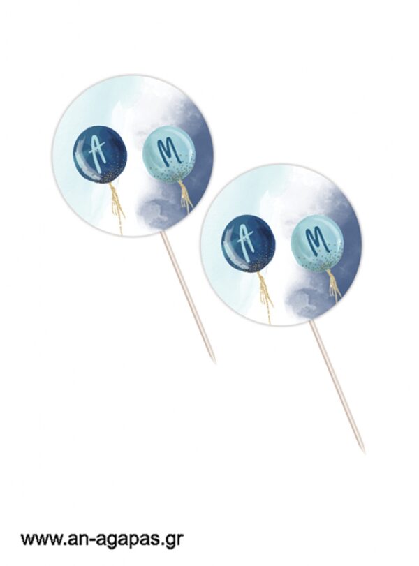 Cupcake Toppers Blue Balloons