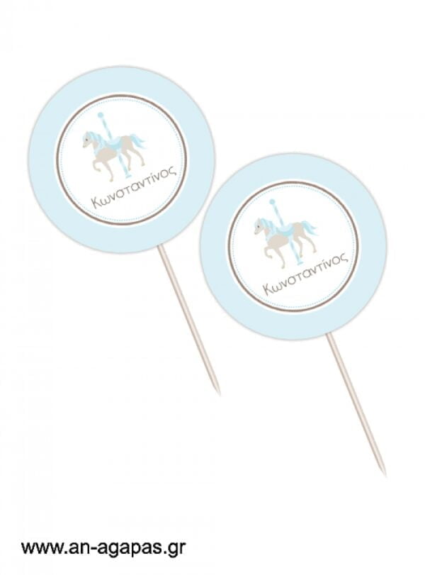 Cupcake  Toppers    Blue  Carousel