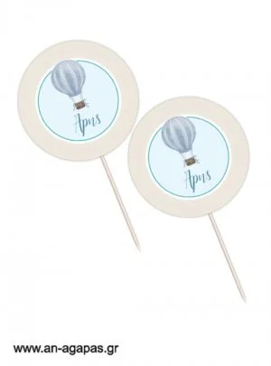 Cupcake  Toppers  Blue  Hotair  Balloon 