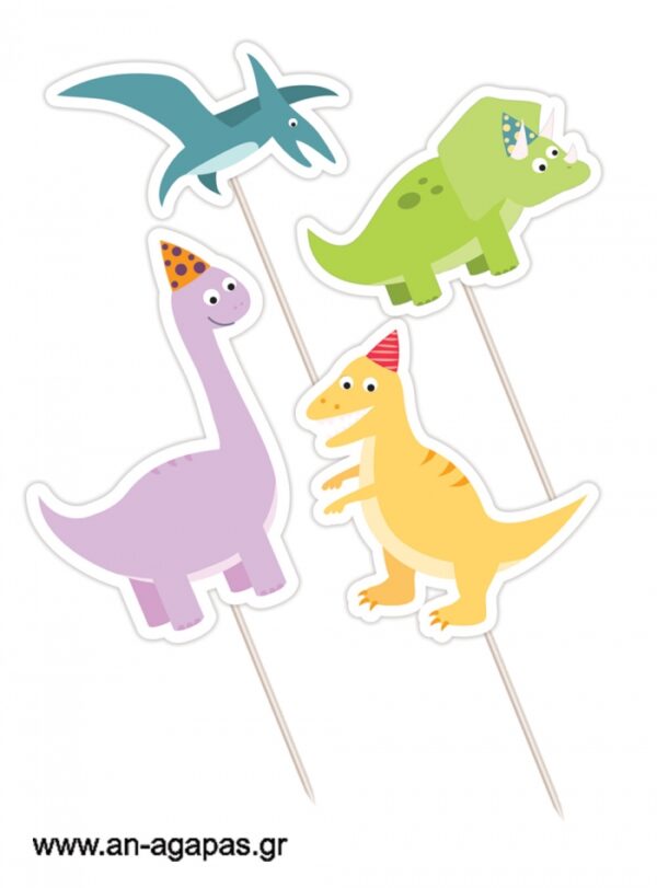 Cupcake  Toppers  Happy  Dino