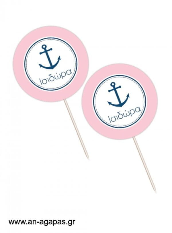 Cupcake  Toppers    Pink  Nautical