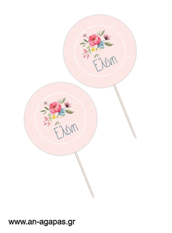 Cupcake Toppers Pink Vintage Roses