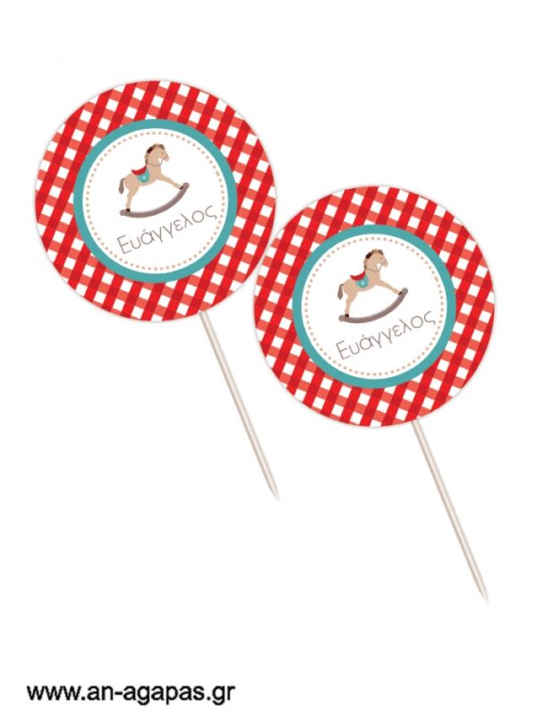 Cupcake  toppers  Blue  Dots  &  Stripes