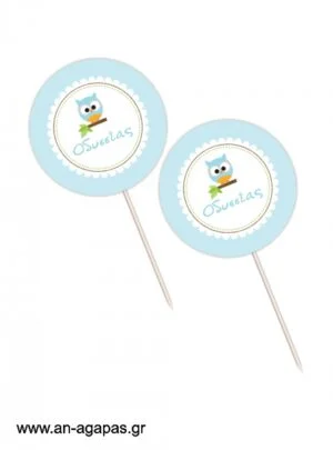 Cupcake  toppers  Blue  Owl
