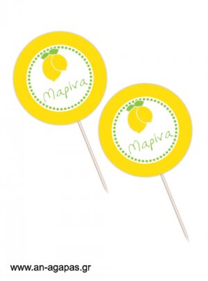 Cupcake  toppers  Lemon  Checks