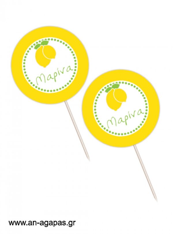 Cupcake  toppers  Lemon  Checks