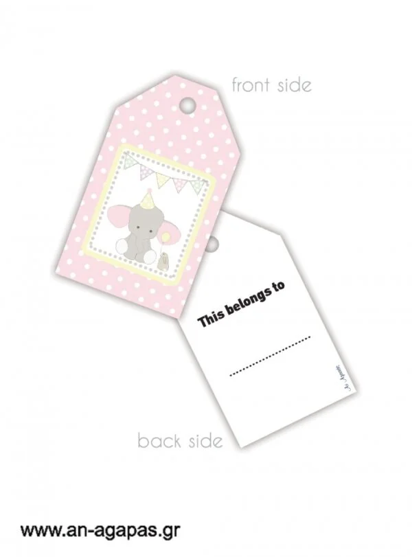 Gift  Tag  Ελεφαντάκι  ροζ