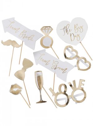 Gold Wedding Photo Booth Props (10τμχ)