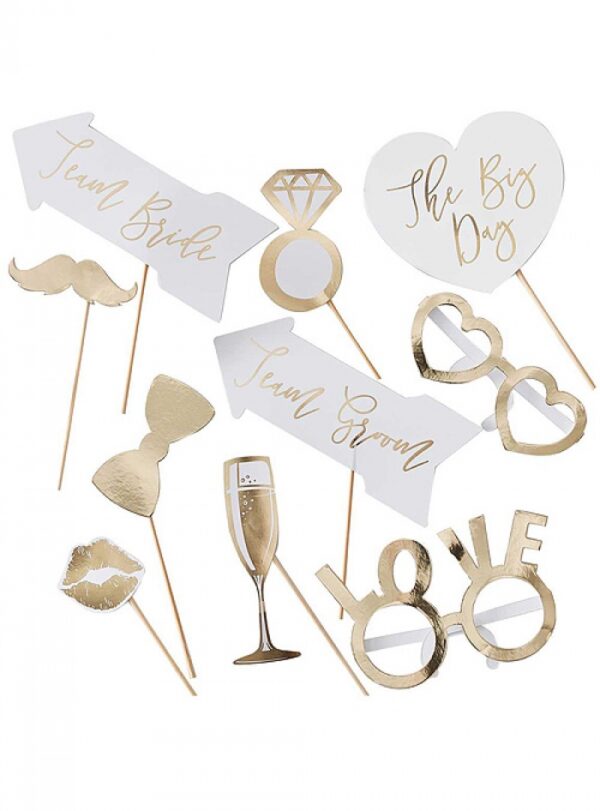 Gold Wedding Photo Booth Props (10τμχ)