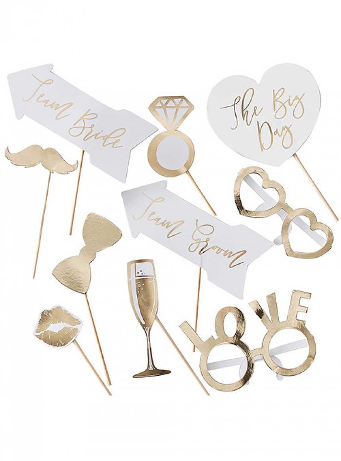 Gold Wedding Photo Booth Props (10τμχ)