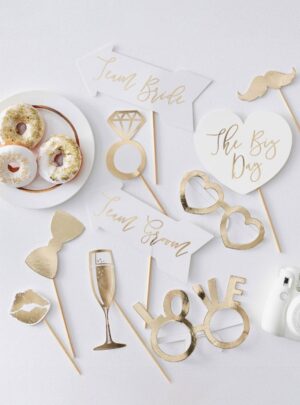 Gold Wedding Photo Booth Props (10τμχ)