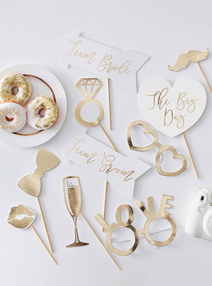 Gold Wedding Photo Booth Props (10τμχ)
