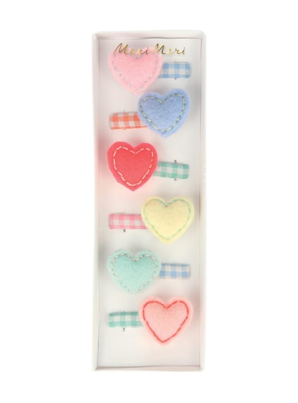 Hair Clips Felt Heart (6τμχ)