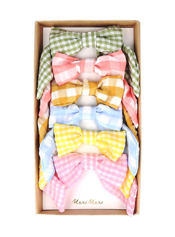 Hair Clips Gingham Bows