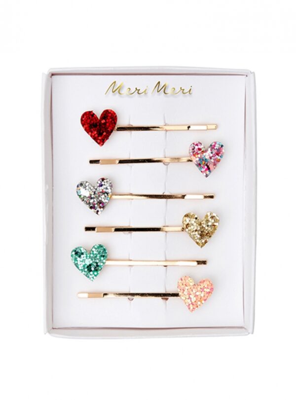 Hair  Slides  Glitter  Heart  (6τμχ)