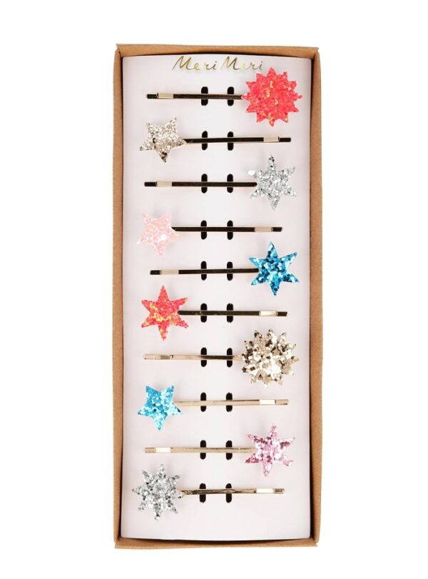 Hair Slides Αστεράκια με Glitter, 10τμχ
