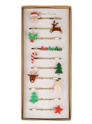 Hair Slides Χριστουγεννιάτικα Σχέδια, 10τμχ