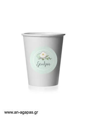 Round Stickers Mint White Flowers