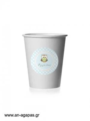 Round  Stickers  Little  Owl  Blue 