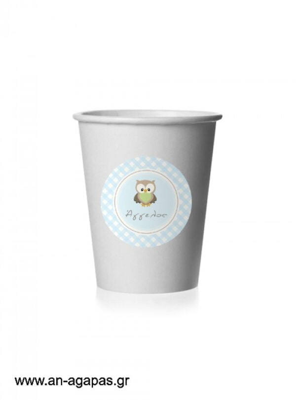 Round  Stickers  Little  Owl  Blue