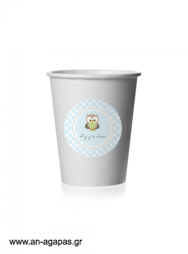 Round  Stickers  Little  Owl  Blue