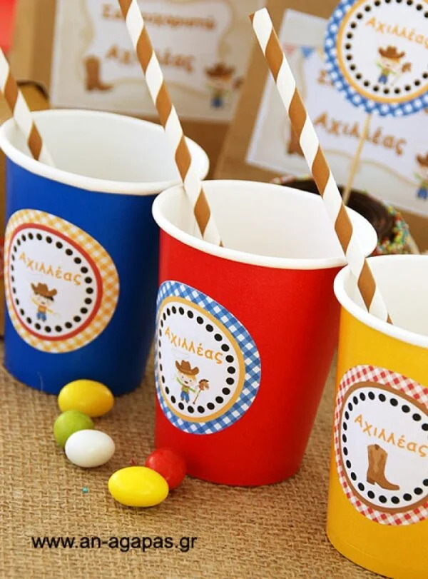 Round sticker Cowboy