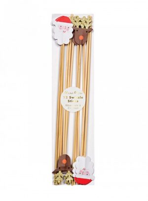 Sticks  Ανάδευσης  Ποτών  Santa  &  Reindeer,  12τμχ 