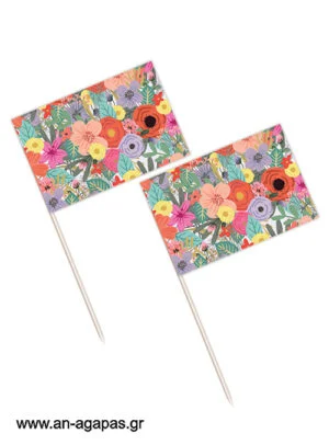 Toothpick flags Purple Modern Blossom