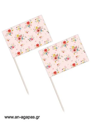 Toothpick flags Pink Vintage Roses