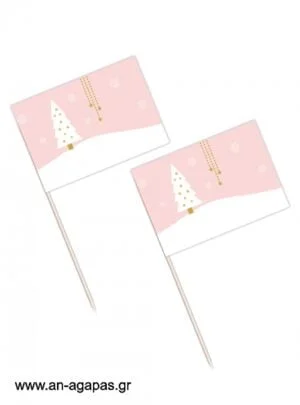 Toothpick  Flags    Pink  Christmas 