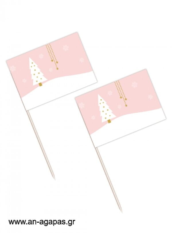 Toothpick  Flags    Pink  Christmas