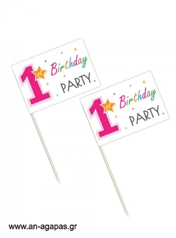 Toothpick  flags  1st  Birthday  Girl