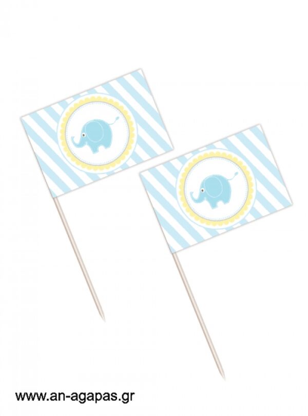 Toothpick  flags  Baby  Elephant  Blue