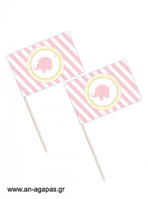 Toothpick  flags  Baby  Elephant  Pink 