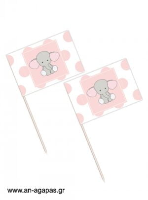 Toothpick  flags  Baby  Pink  Elephant