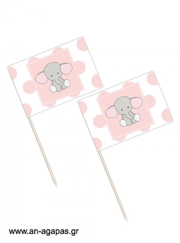 Toothpick  flags  Baby  Pink  Elephant