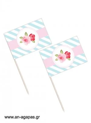 Toothpick  flags  Blossom  in  Blue 