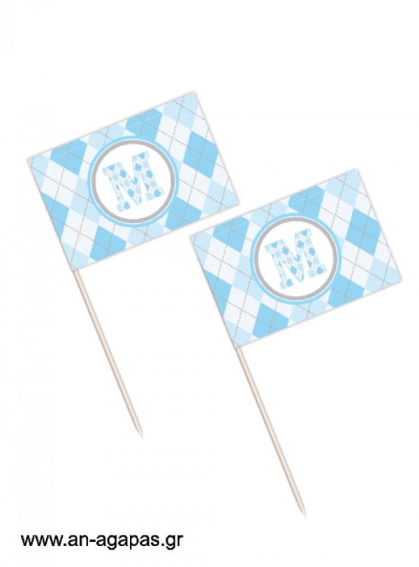 Toothpick  flags  Blue  Checks