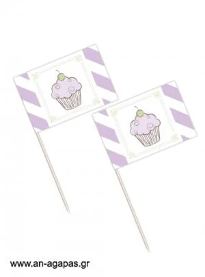 Toothpick  flags  Lavender  Cupcake 