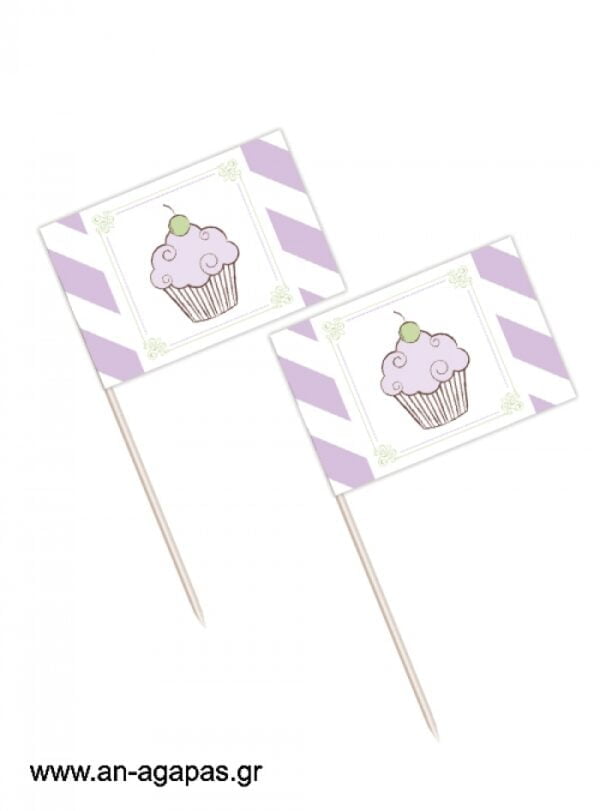 Toothpick  flags  Lavender  Cupcake