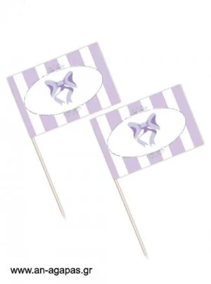Toothpick  flags  Lavender  Dots  &  Stripes 