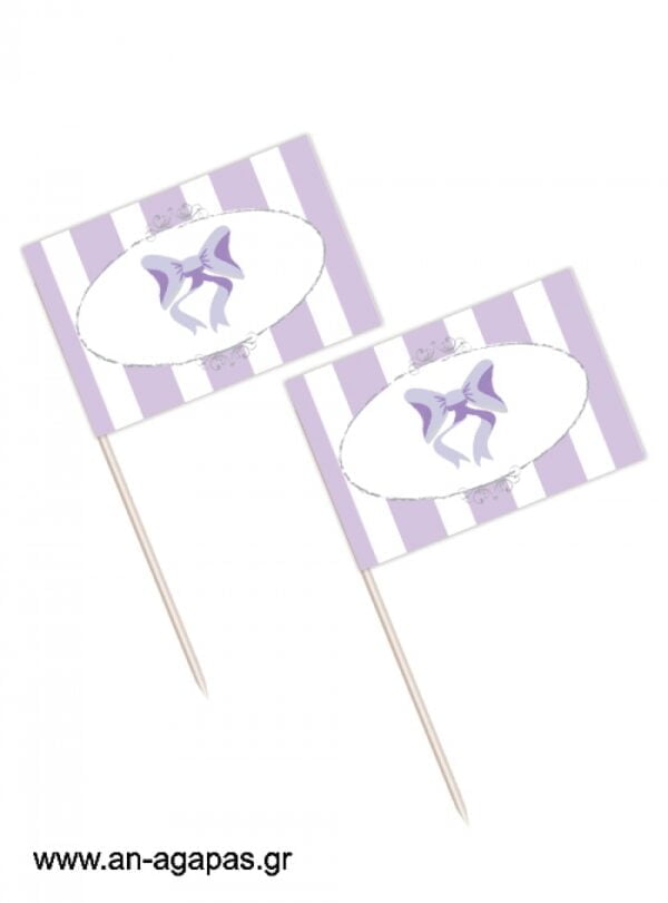 Toothpick  flags  Lavender  Dots  &  Stripes