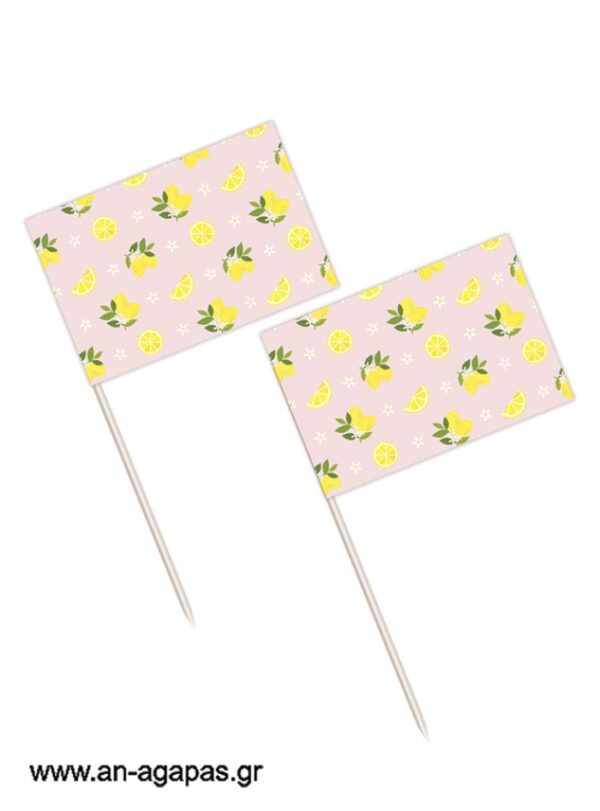 Toothpick flags Lemon in Pink