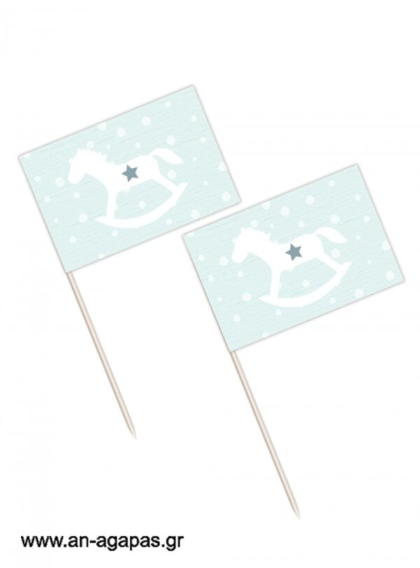 Toothpick flags Mint Rocking Horse Christmas