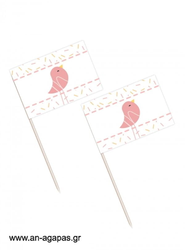 Toothpick  flags  Pink  Bird