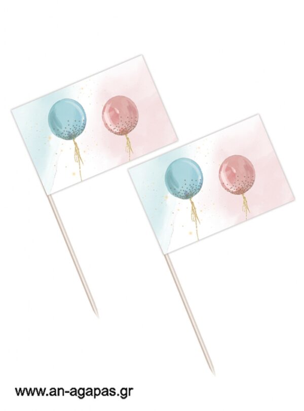 Toothpick flags Pink & Blue Balloons