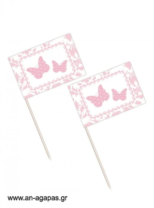 Toothpick  flags  Pink  Butterflies