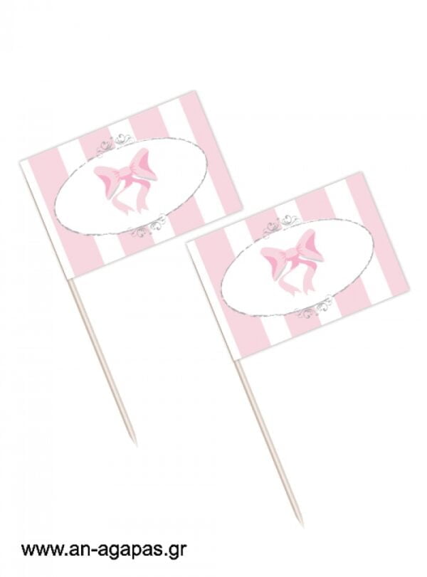 Toothpick  flags  Pink  Dots  &  Stripes